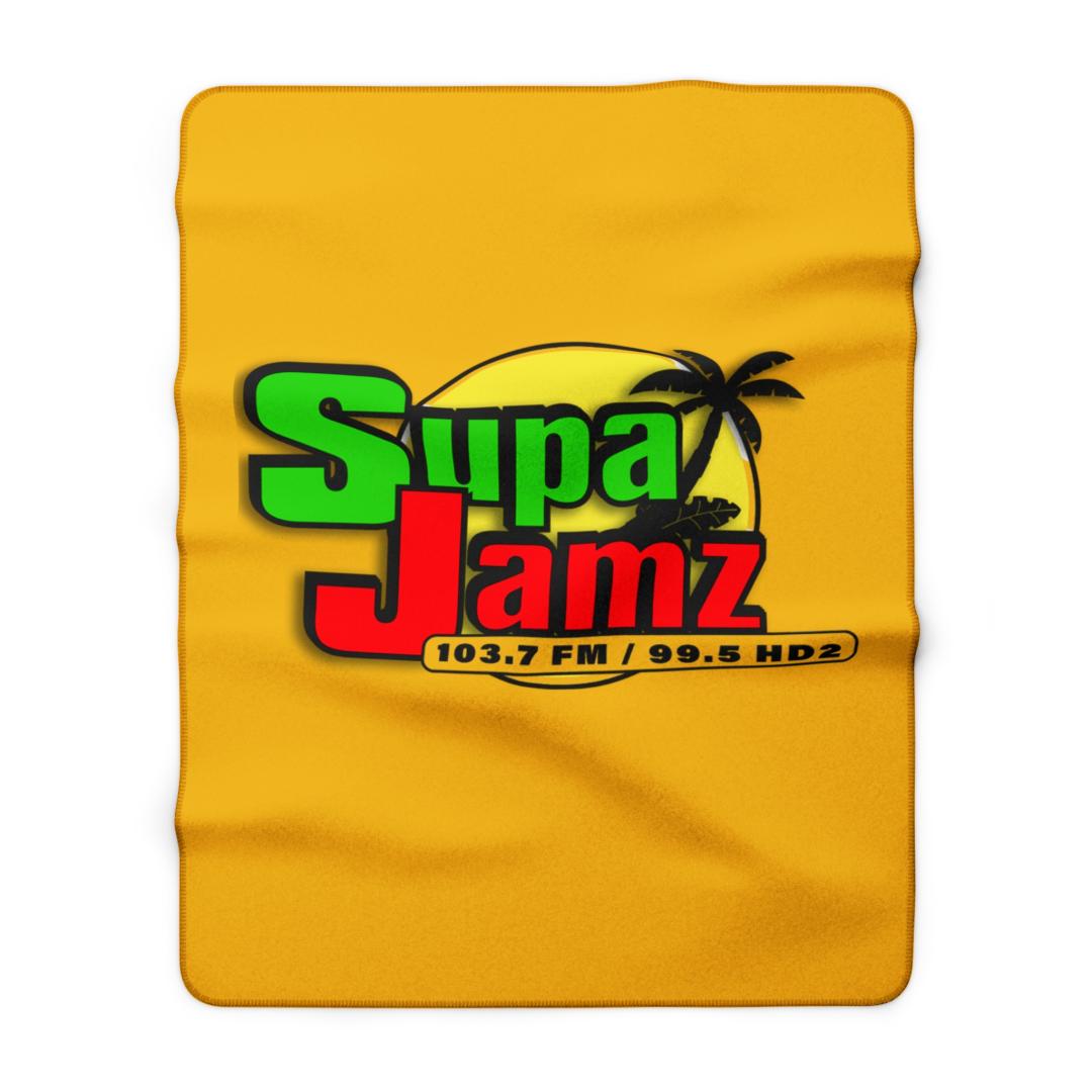 Sherpa Fleece Blanket — "Supa Jamz" Radio Logo Cozy Throw for Music Lovers
